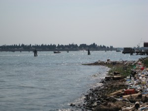 ... and the not so beautiful collection of plastic bottles washing up on its shores.