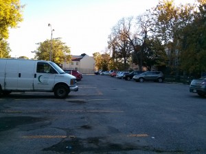 School parking lot in downtown Toronto.