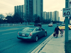 Dixon Rd, east of Kipling Ave, where the proposed Road Safety Plan recommends a reduction to 50km/h.