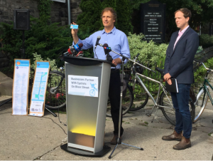 Tour de Bloor Passport announced on June 21, 2017. Albert Koehl (left) and Jared Kolb, Cycle Toronto