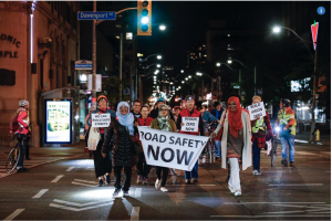 Road safety rally along Yonge Street. Photo by Paige Taylor White, Toronto Star